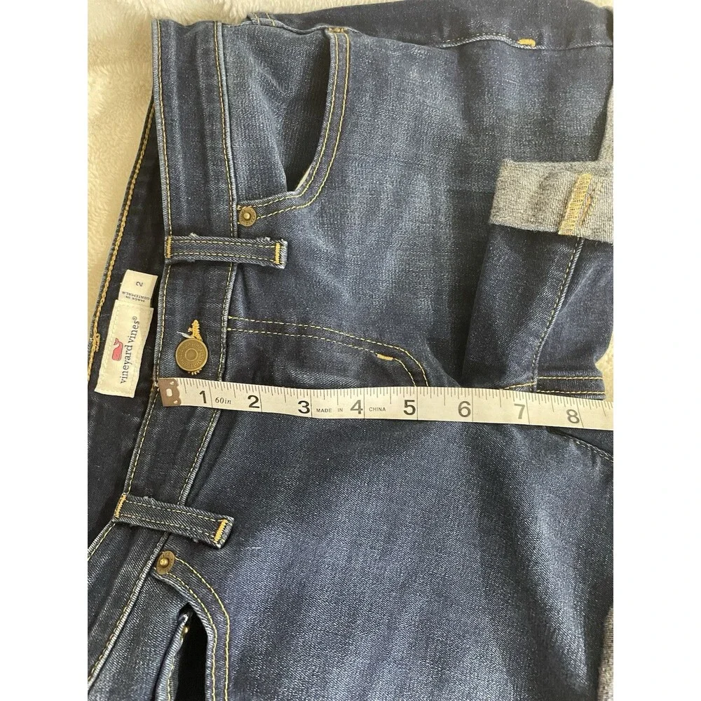 Vineyard Vines Womens Cuffed Denim Jean Shorts Medium Dark Wash Size 2
